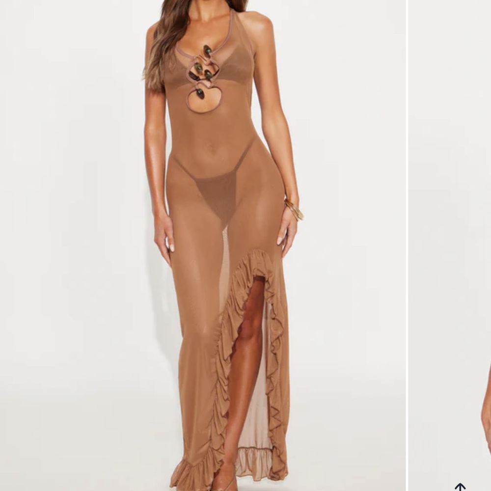 Fashion Nova Sheer Brown Swim Coverup